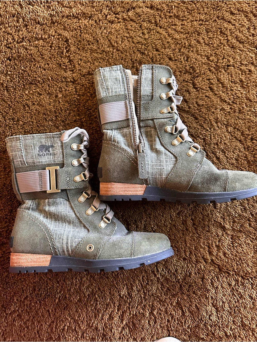 Sorel Olive Lace-Up Military-Style Boots